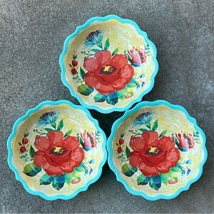 The Pioneer Woman Delaney Melamine Teal Dinner Bowl 3 pc Set